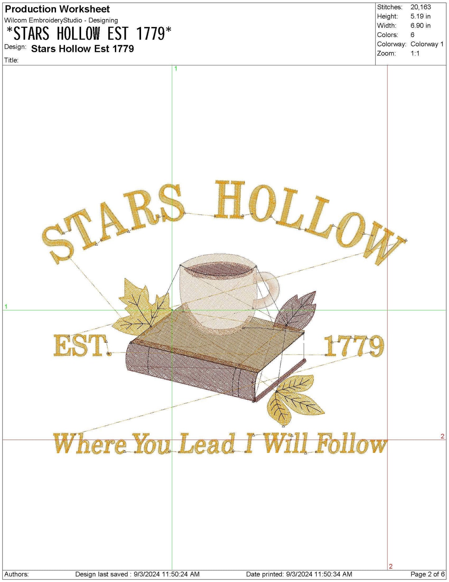 Gilmore Stars Hollow Established 1779 Where You Lead I Will Follow  Machine Embroidery File