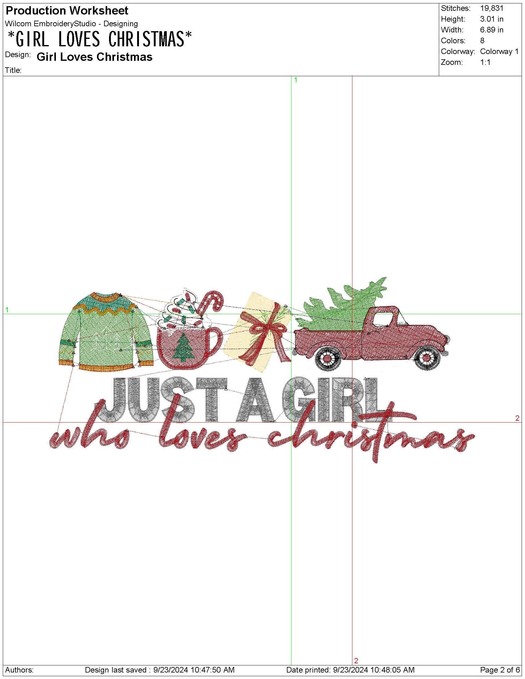 Christmas Embroidery Designs: Just A Girl Who Loves Christmas Sweater, Hot Cocoa, Gifts, Red Truck and Tree Embroidery Machine File