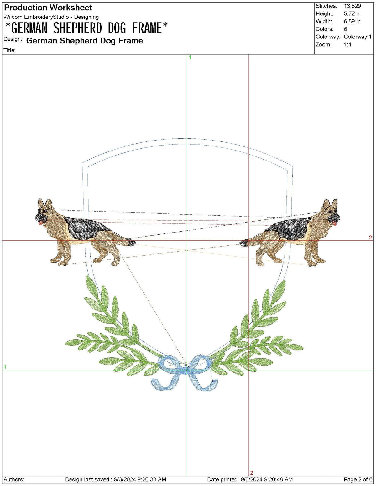German Shepherd Crest Frame Embroidery Design (Digital Download)