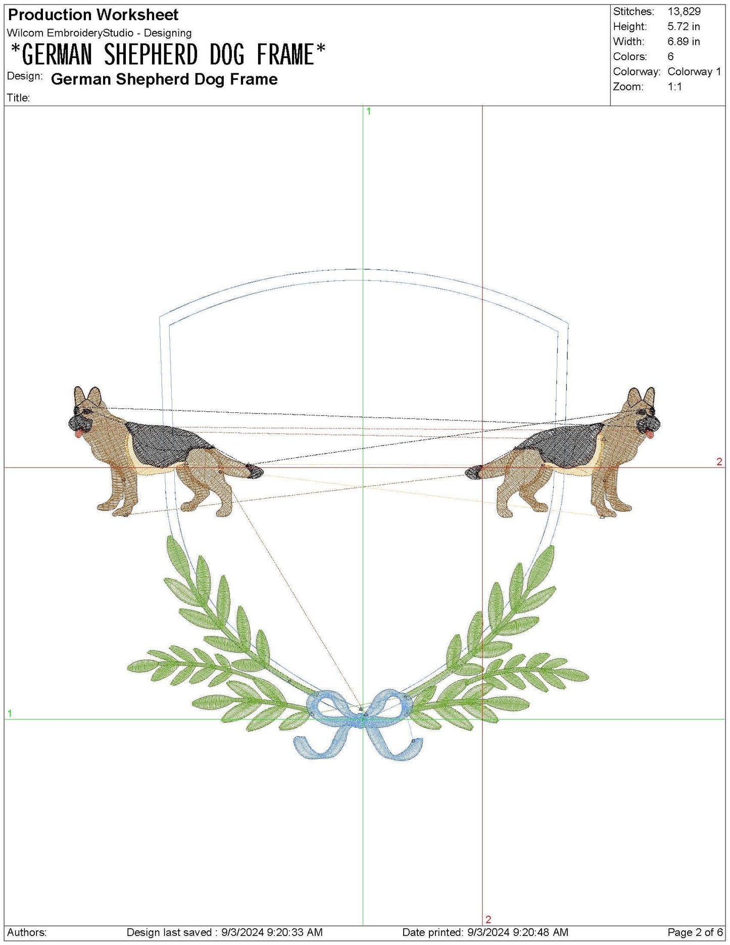 German Shepherd Crest Frame Embroidery Design (Digital Download)