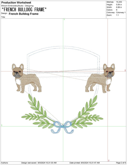 Banner Frame French Bulldog Dog  xxx Machine Embroidery File | 6 sizes