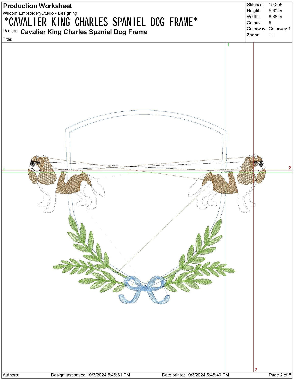 Cavalier King Charles Spaniel Embroidery Frame Design: Baby Banner Crest Embroidery Machine File (Digital Download) KCC Embroidery