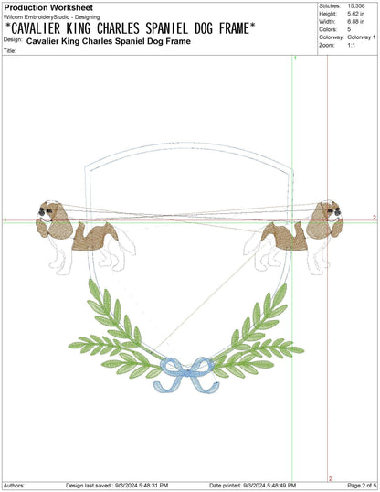Cavalier King Charles Spaniel Embroidery Frame Design: Baby Banner Crest Embroidery Machine File (Digital Download) KCC Embroidery