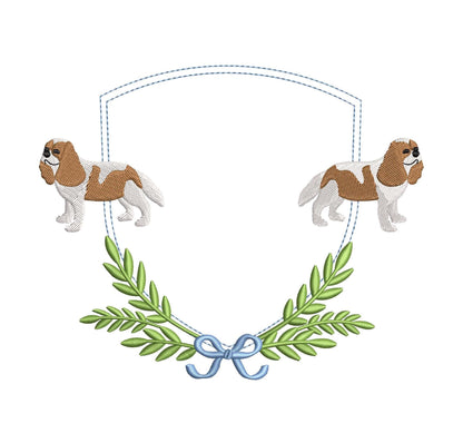 Cavalier King Charles Spaniel Embroidery Frame Design: Baby Banner Crest Embroidery Machine File (Digital Download) KCC Embroidery