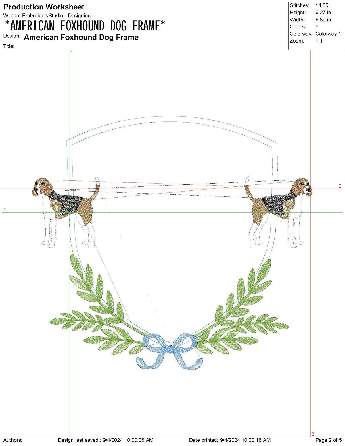 American Foxhound Dog Frame Embroidery Design (Digital Download)