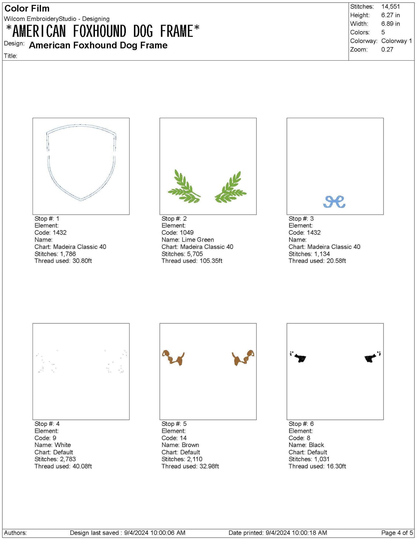 American Foxhound Dog Frame Embroidery Design (Digital Download)