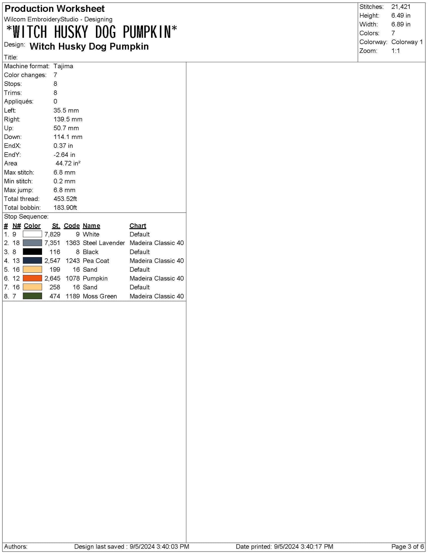 Witch Husky Dog Pumpkin Embroidery Design: Halloween Pet Lover (DST, PES) (Digital Download)