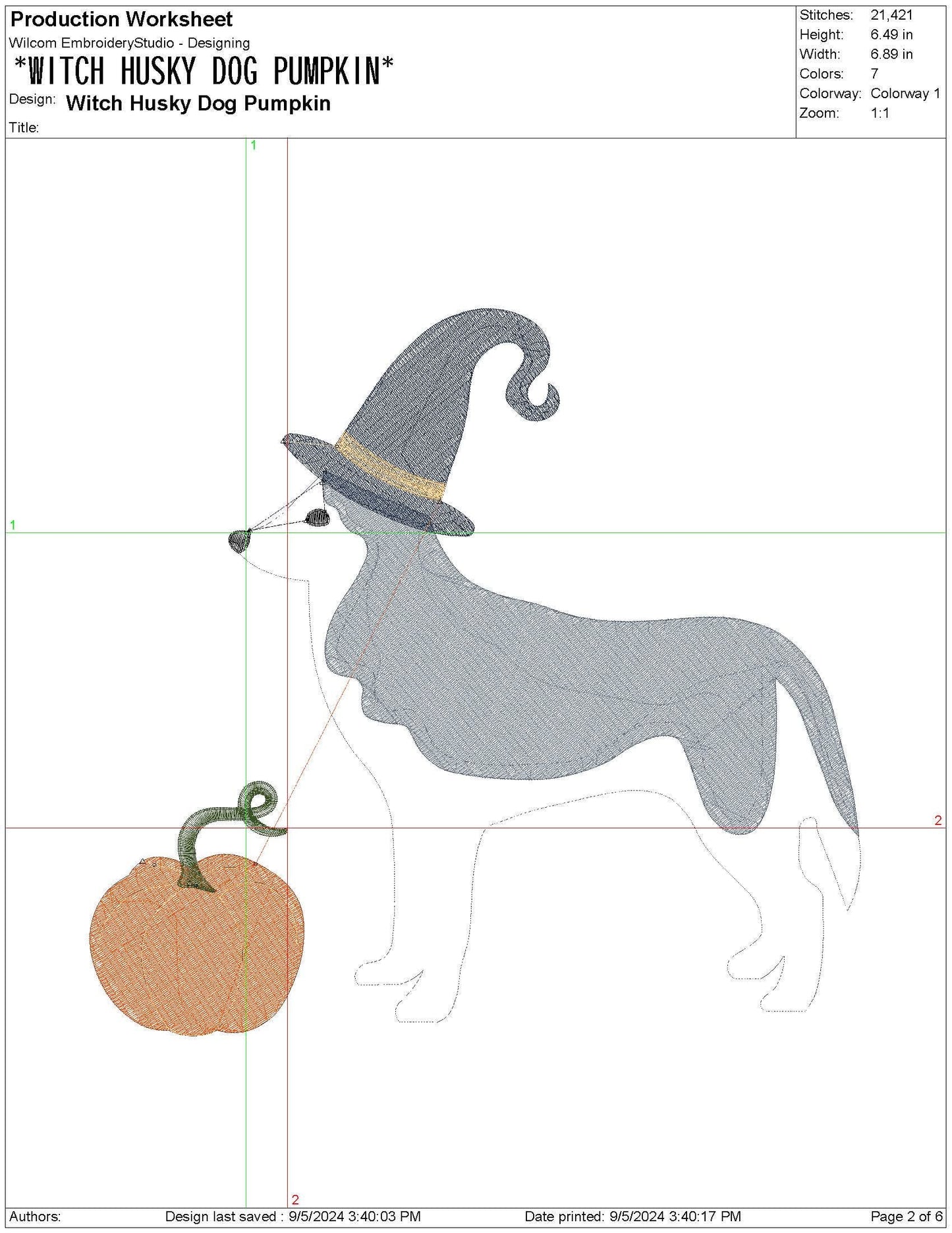 Halloween Dog , pes dgt dst exp hus inf jef xxx Machine Embroidery File, Witch Hat Husky Embroidery | 4 Size