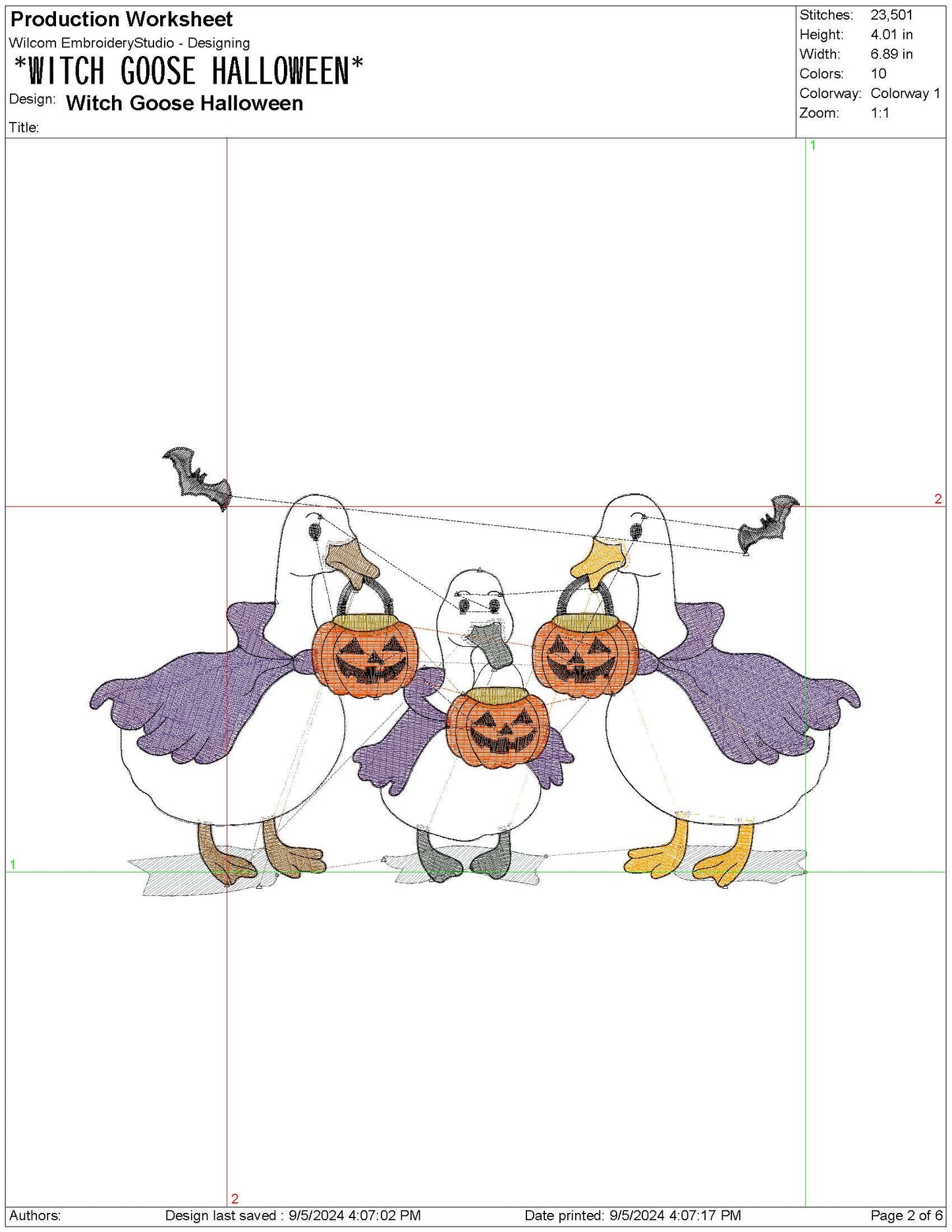 Halloween Geese Embroidery Design: Witch Goose Trick-or-Treating (Digital Download)