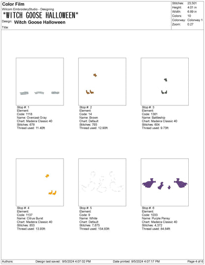 Halloween Geese Embroidery Design: Witch Goose Trick-or-Treating (Digital Download)