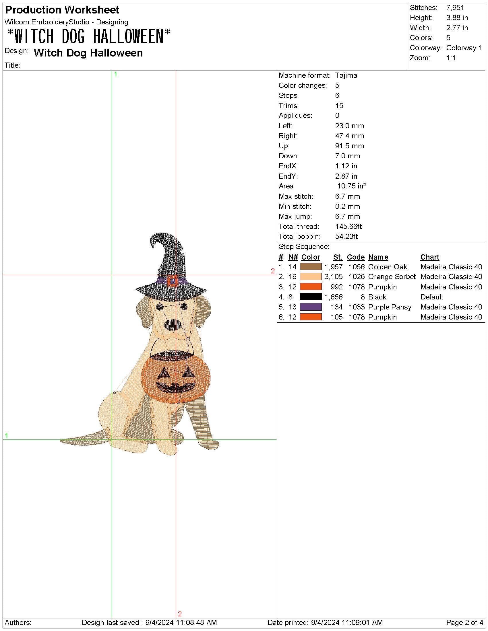 Halloween Labrador Embroidery Design: Witch Dog, PES File