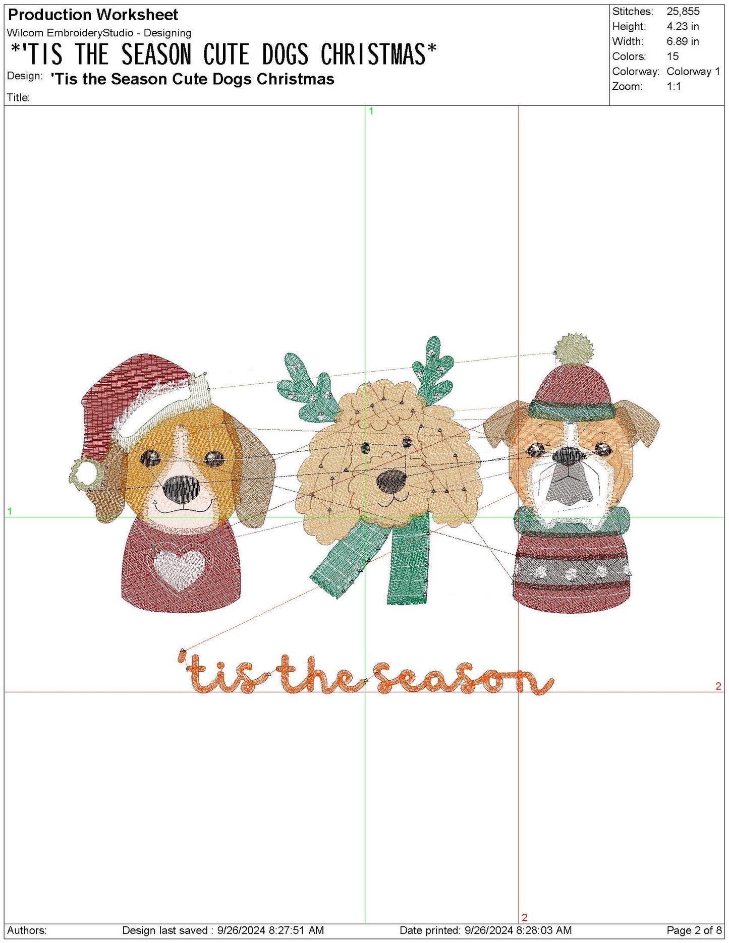 Christmas , Cute Dog Embroidery, Poodle Bulldog Machine Embroidery File, pes dgt dst exp hus inf jef | 4 sizes