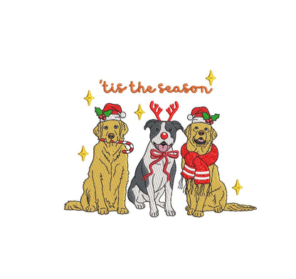 Cute Dog Golden Retriever Pitbull , Christmas Embroidery File pes dgt dst exp jef Machine Embroidery File | 4 sizes