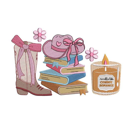 Cowboy Romance Machine Embroidery Design: Boots, Hat, Bow (Digital Download)