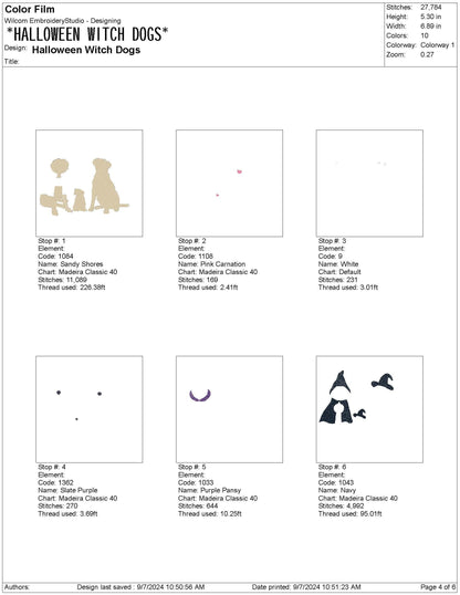 Halloween Witch Dogs Embroidery Design: Machine Embroidery File (PES, DST, EXP and More)