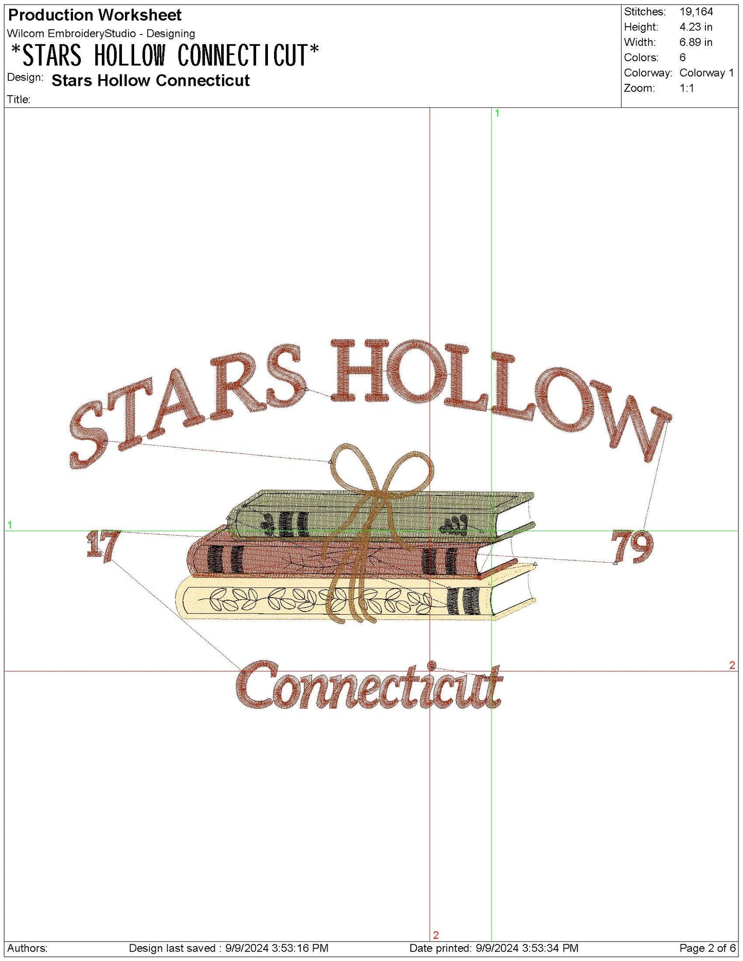 Gilmore Stars Hollow pes dgt dst exp hus jef xxx Machine Embroidery File Connecticut 1779 GG Gift For Her | 6 Size