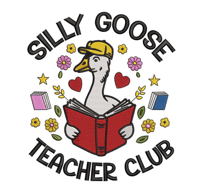 Silly Goose Teacher Club Embroidery Design: Machine Embroidery File (PES, Digital Download)