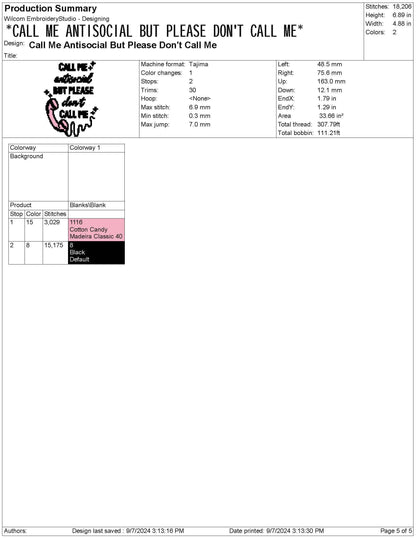 Funny Embroidery Designs: Ironic Script Machine Embroidery File Antisocial Embroidery Design