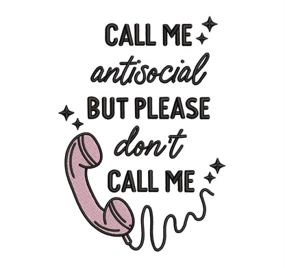 Funny Embroidery Designs: Ironic Script Machine Embroidery File Antisocial Embroidery Design