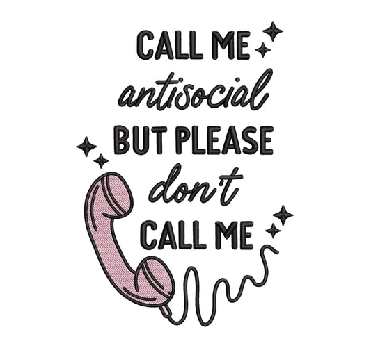 Funny Embroidery Designs: Ironic Script Machine Embroidery File Antisocial Embroidery Design