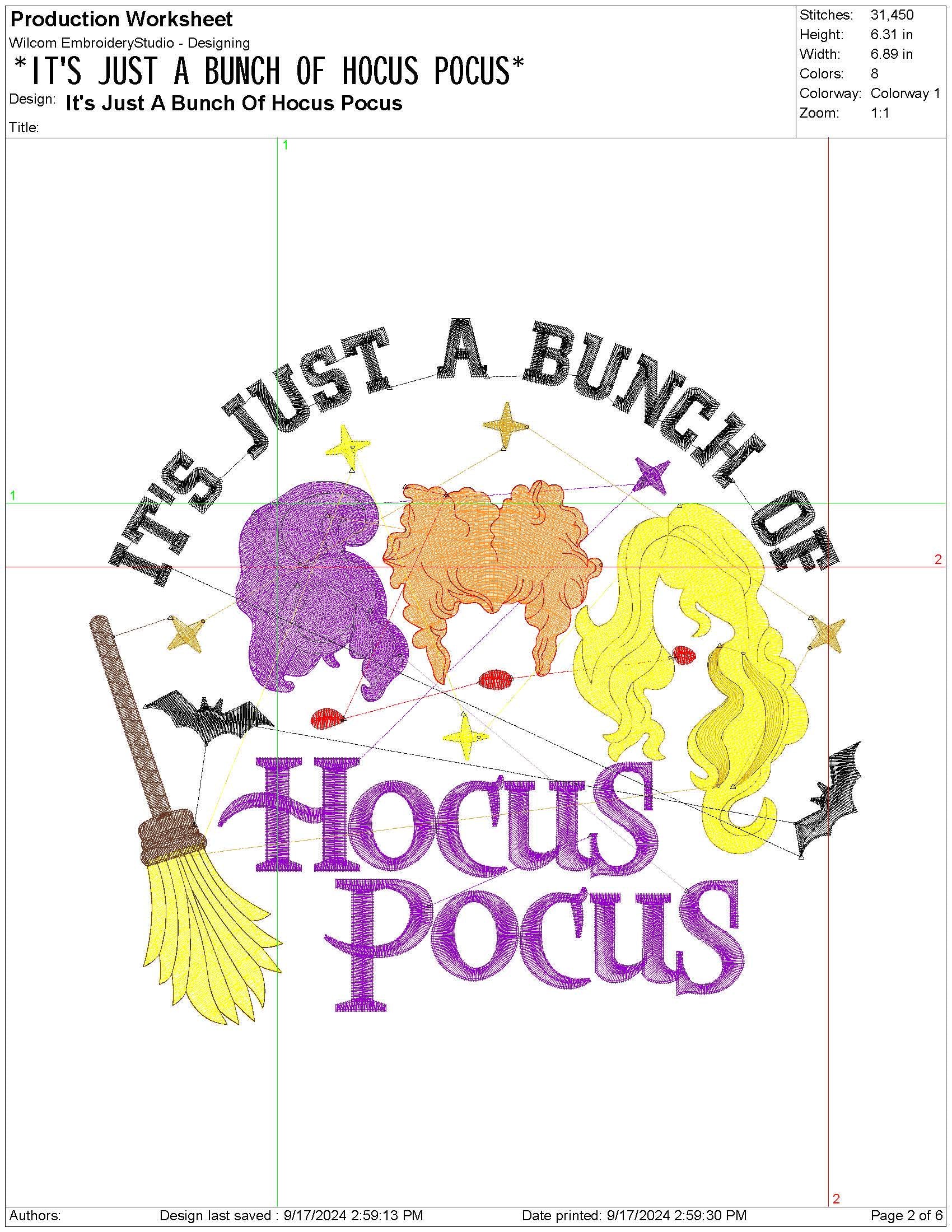 Hocus Pocus Embroidery Design: Halloween Machine Embroidery File (Digital Download)