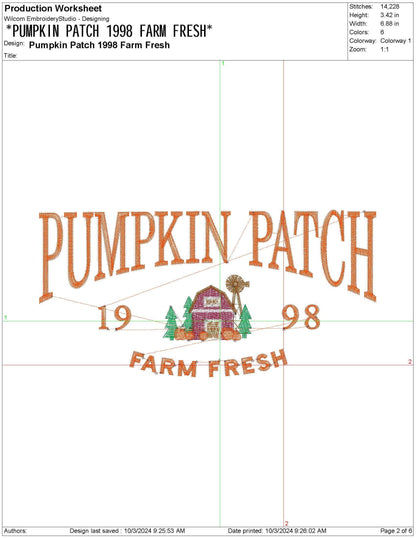 Halloween Pumpkin Patch Farm Machine Embroidery File | 6 Sizes