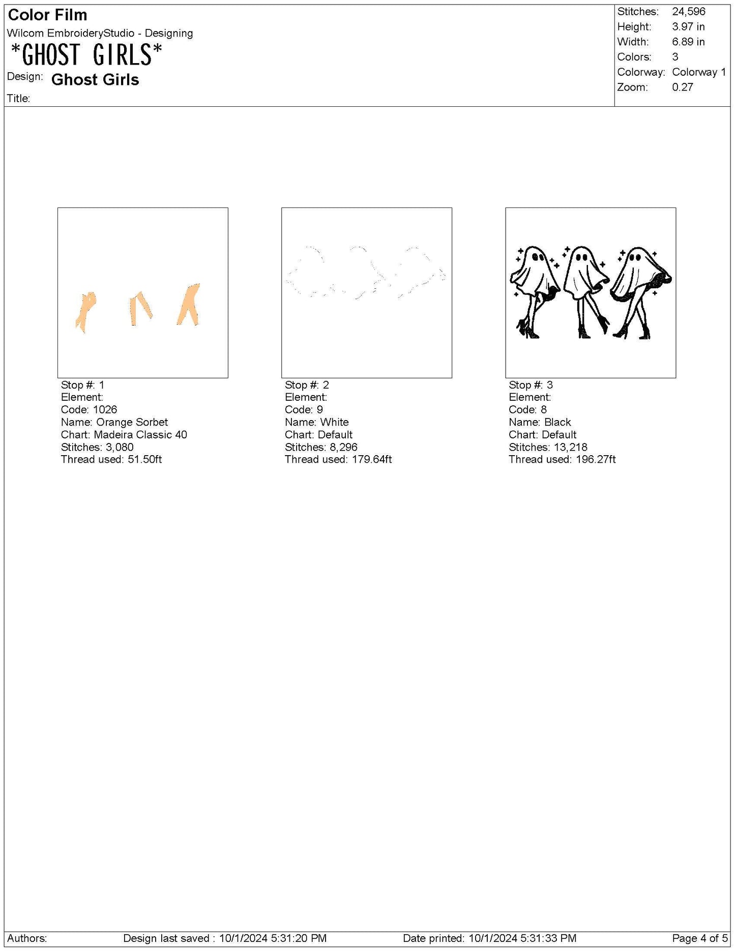 Halloween Ghost Girls Embroidery Design: Machine Embroidery File (PES, DST, etc.)