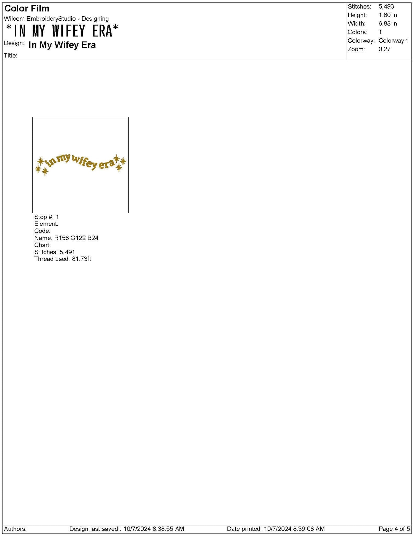 Wifey Era Embroidery Design: Single Color Machine Embroidery File (Digital Download)