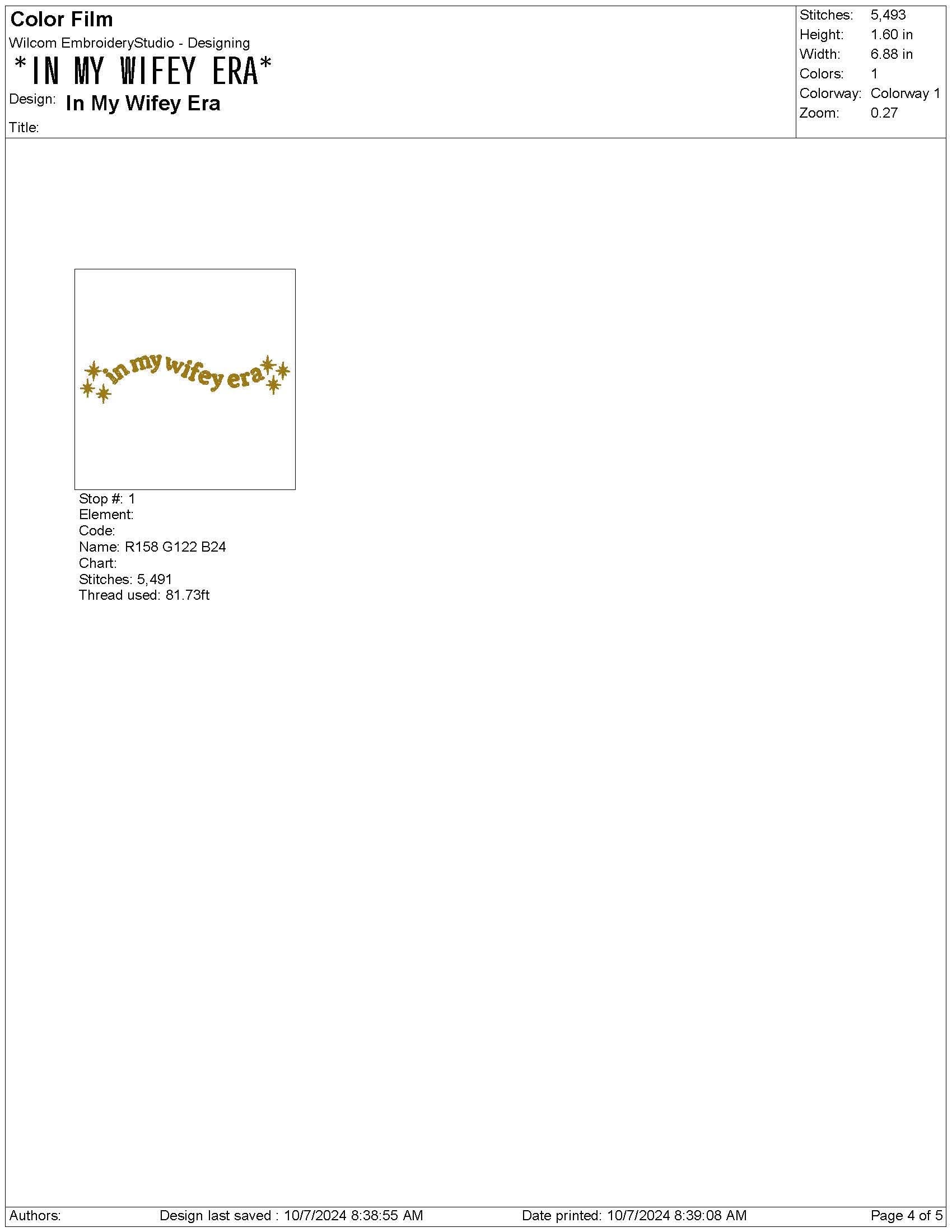 Wifey Era Embroidery Design: Single Color Machine Embroidery File (Digital Download)