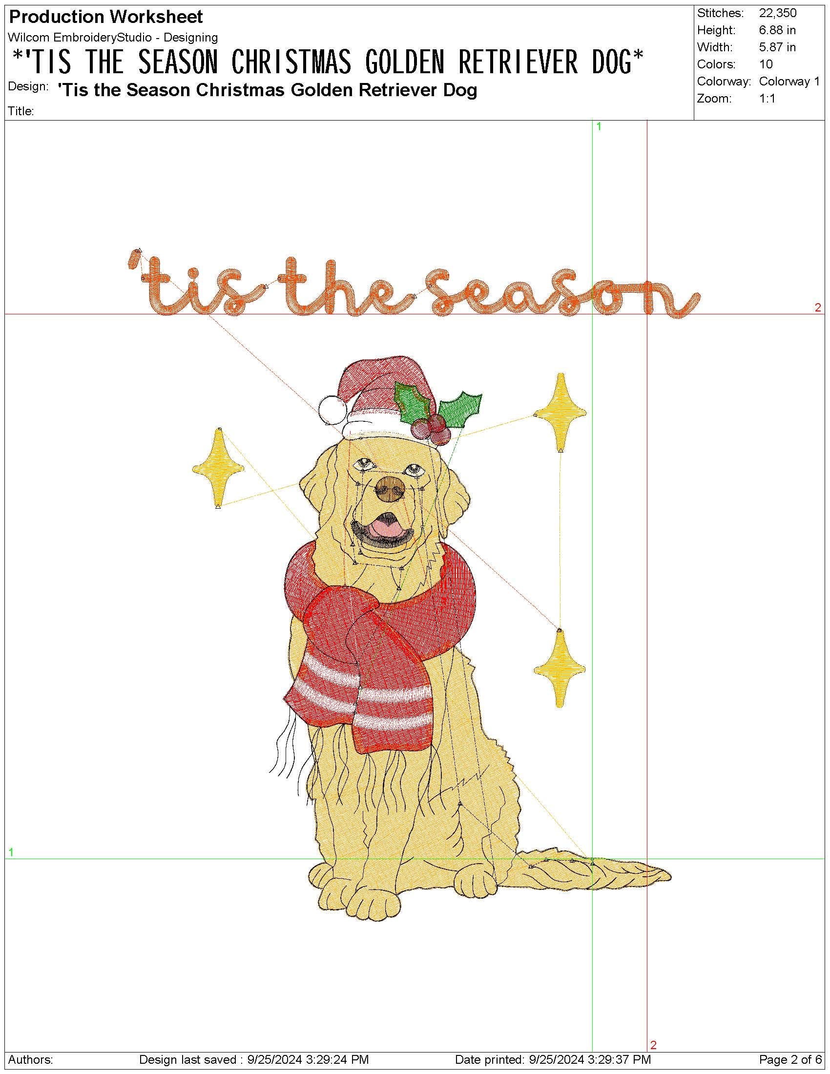 Christmas Golden Retriever Embroidery Design - Festive Holiday Dog Digital File Pattern Gift for Pet Lovers