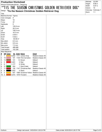 Christmas Golden Retriever Embroidery Design - Festive Holiday Dog Digital File Pattern Gift for Pet Lovers