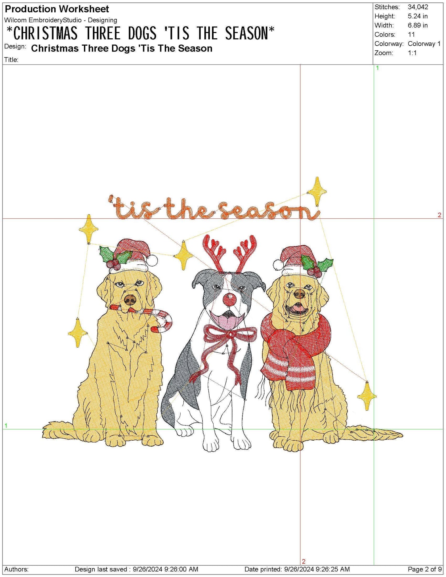 Christmas Dog Embroidery Design 'Tis The Season - Machine Embroidery File Digital Download