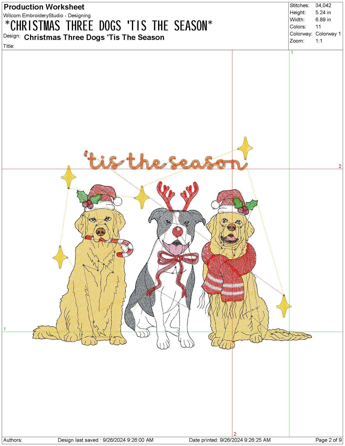 Christmas Dog Embroidery Design 'Tis The Season - Machine Embroidery File Digital Download