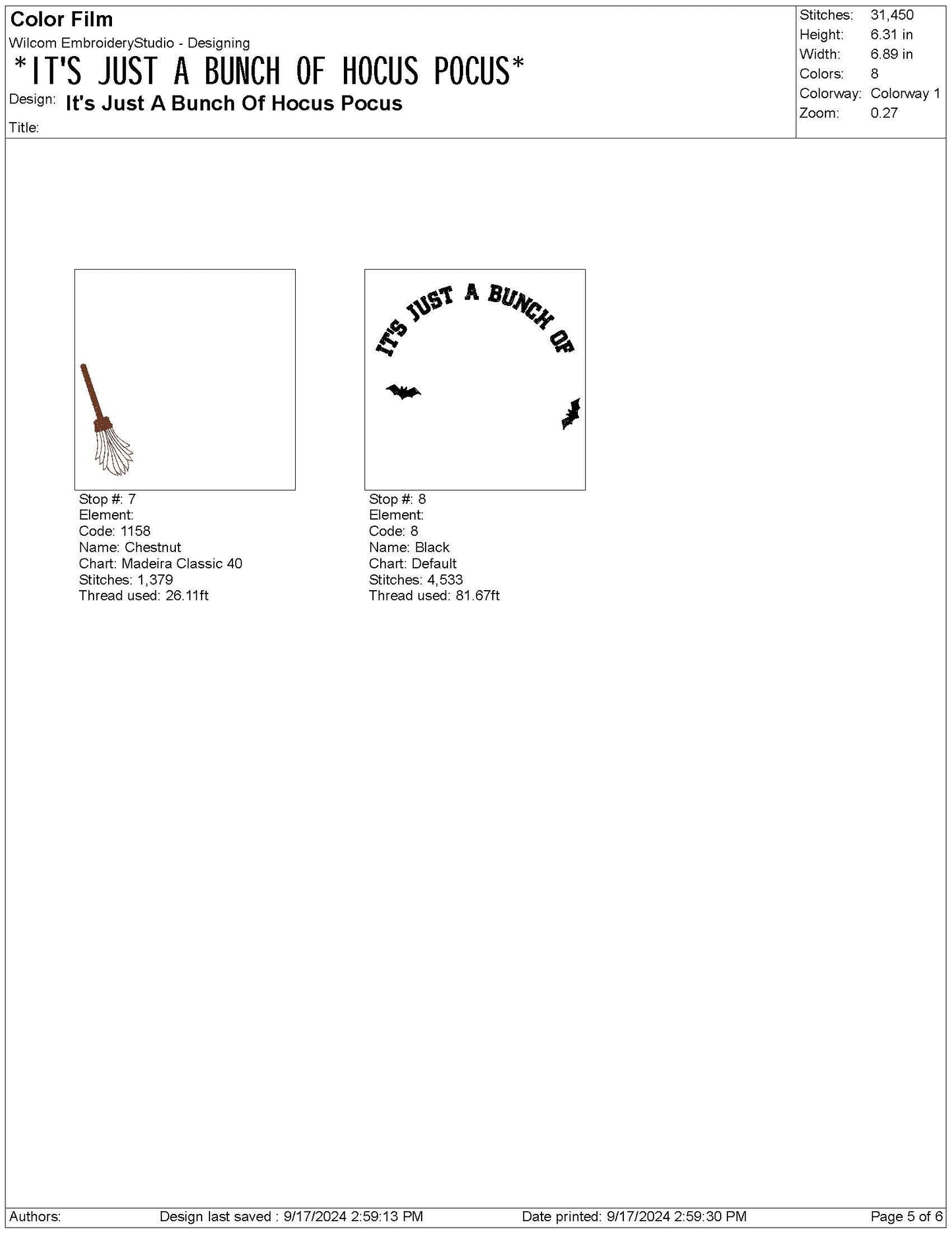 Hocus Pocus Embroidery Design: Halloween Machine Embroidery File (Digital Download)