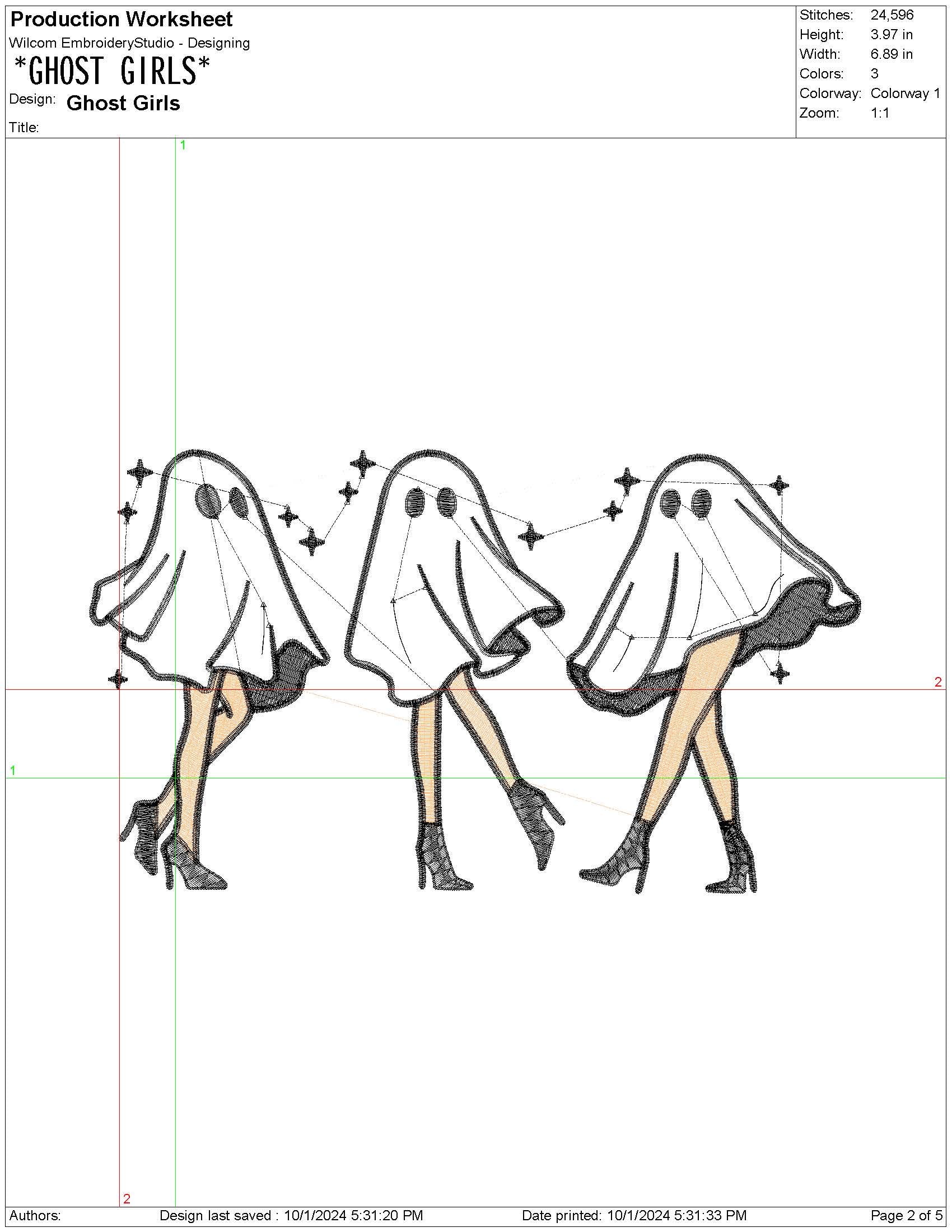 Halloween Ghost Girls Embroidery Design: Machine Embroidery File (PES, DST, etc.)