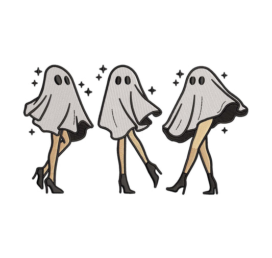 Halloween Ghost Girls Embroidery Design: Machine Embroidery File (PES, DST, etc.)
