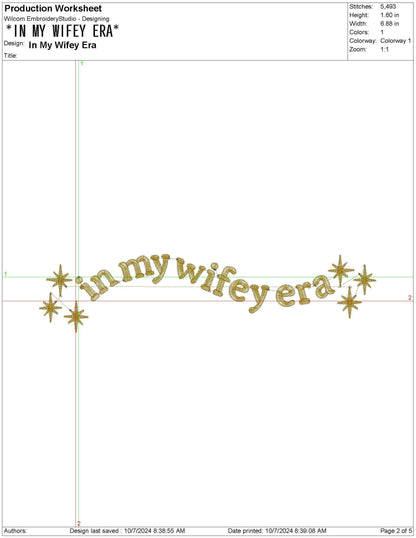 In My Wifey Era Machine Embroidery File, Single Color Cute Girly