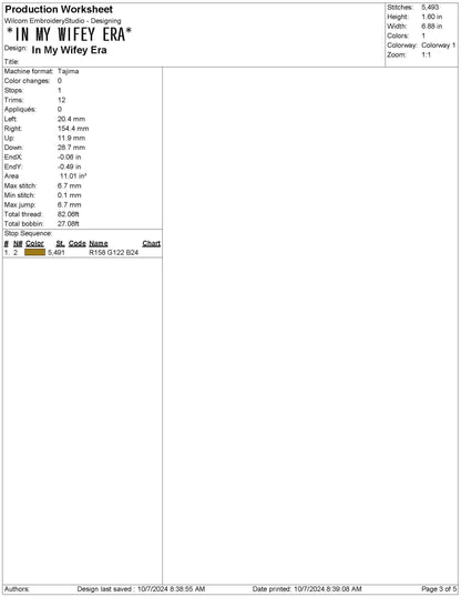 Wifey Era Embroidery Design: Single Color Machine Embroidery File (Digital Download)