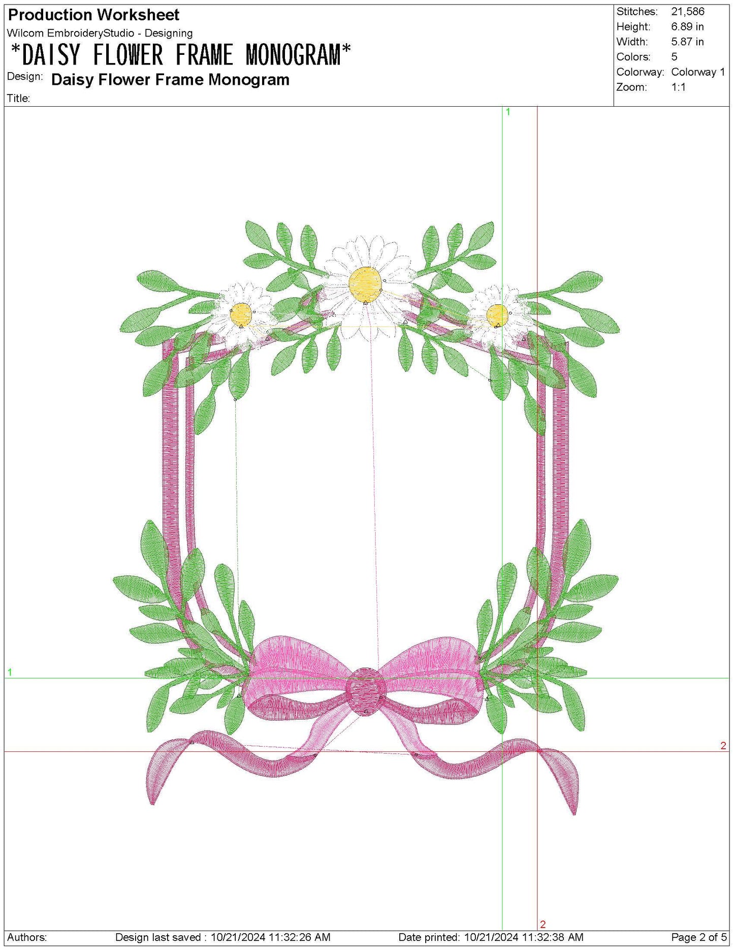 Ribbon Bow Daisy Wreath Frame Banner pes dgt dst exp hus inf jef Machine Embroidery File Monogram Newborn | 6 size