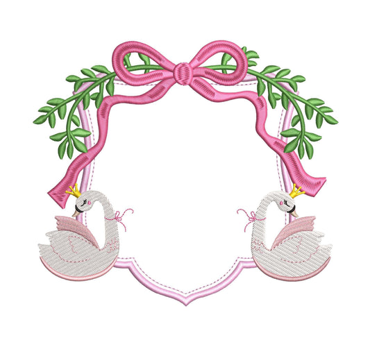 Swan Embroidery Frame Designs: Coquette Floral Embroidery Design For Hospital Door Hanger Embroidery Crest File (Digital Download)
