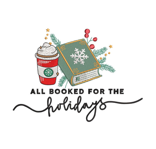 Christmas Embroidery Designs: All Booked For The Holidays Embroidery Machine Files Coffee and Book Lover Embroidery Design