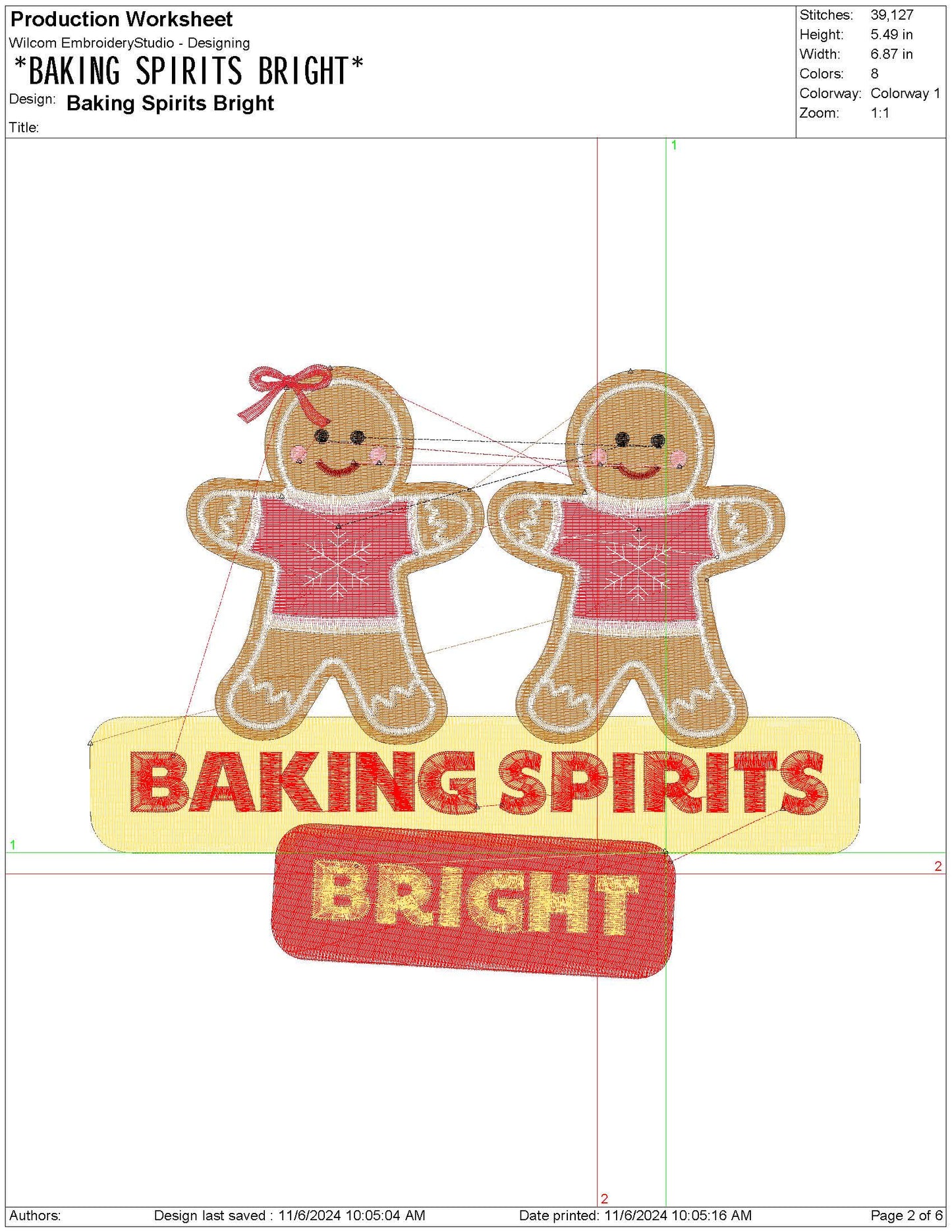 Gingerbread Making Spirits Bright Christmas Fall Machine Embroidery File pes dgt dst exp hus inf jef xxx | 6 Sizes