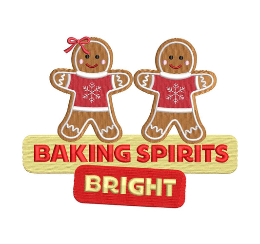 Christmas Embroidery Designs: Cookie Baking Embroidery Machine Files Baking Spirits Bright Embroidery Design (Digital Download)