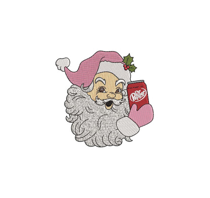 Christmas Santa , Dr. Pepper Machine Embroidery File pes dgt dst exp hus inf jef xxx Jolly Saint Nick | 4 Sizes