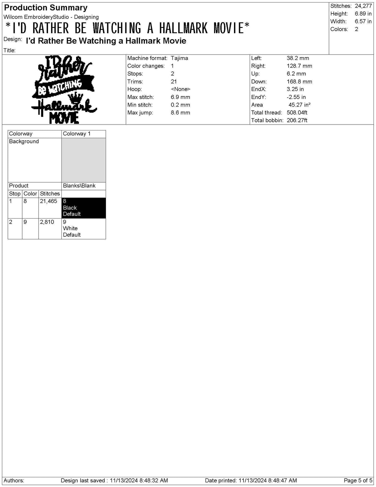 Movie Embroidery Design: Funny Winter Holiday Movie Machine File (6 Sizes)