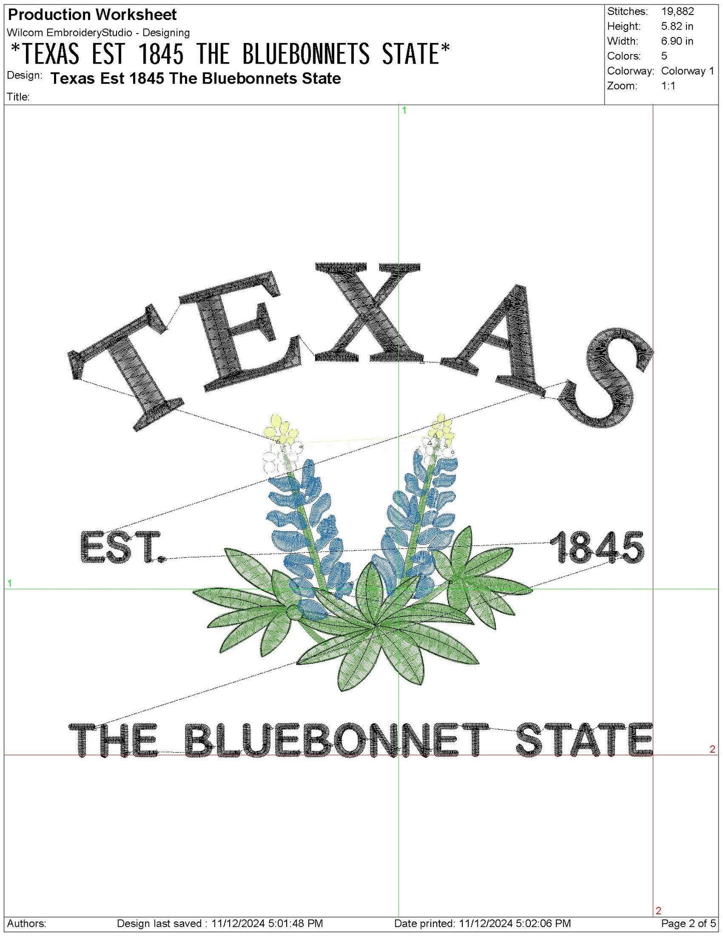 Texas Lone Star State Machine Embroidery File | 6 Sizes