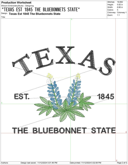 Texas Lone Star State Machine Embroidery File | 6 Sizes