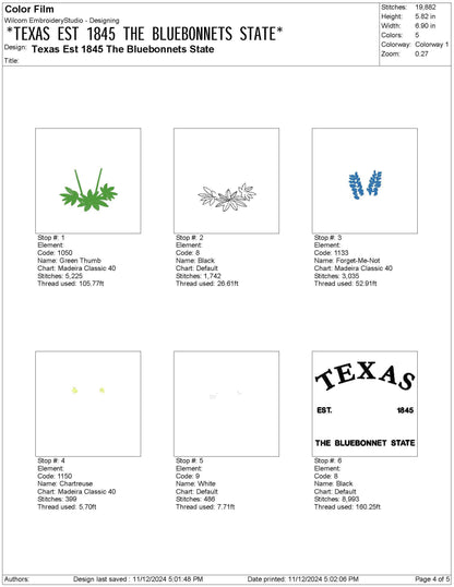 Texas Lone Star State Machine Embroidery File | 6 Sizes