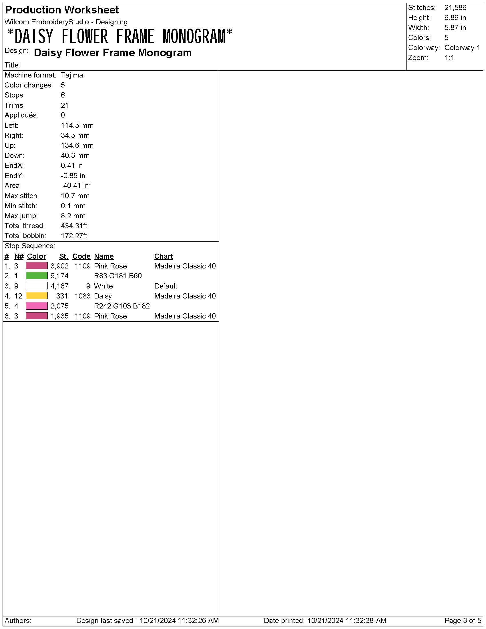 Floral Daisy Frame Embroidery Design: Coquette Monogram Crest (PES EXP DST File)