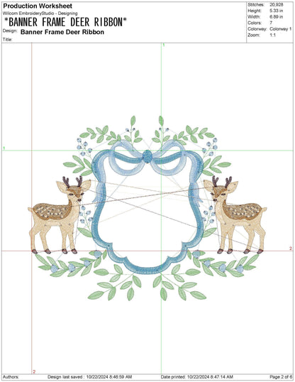 Deer Crest Frame Embroidery Designs: Baby Name Banner Frame Machine Embroidery File Rustic Newborn Nursery Frame Files